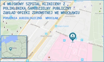 PORADNIA AUDIOLOGICZNA - 4 WOJSKOWY SZPITAL KLINICZNY Z POLIKLINIKĄ SAMODZIELNY PUBLICZNY ZAKŁAD OPIEKI ZDROWOTNEJ WE WROCŁAWIU - UL. RUDOLFA WEIGLA 5,  WROCŁAW