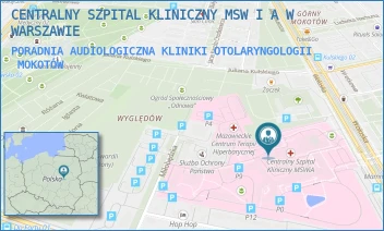 PORADNIA AUDIOLOGICZNA KLINIKI OTOLARYNGOLOGII - CENTRALNY SZPITAL KLINICZNY MSW I A W WARSZAWIE - WOŁOSKA 137,  MOKOTÓW