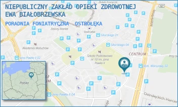 PORADNIA FONIATRYCZNA - NIEPUBLICZNY ZAKŁAD OPIEKI ZDROWOTNEJ EWA BIAŁOBRZEWSKA - MADALIŃSKIEGO 27/17,  OSTROŁĘKA