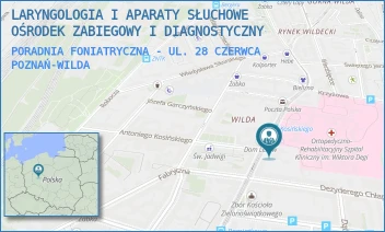 PORADNIA FONIATRYCZNA - UL. 28 CZERWCA - LARYNGOLOGIA I APARATY SŁUCHOWE OŚRODEK ZABIEGOWY I DIAGNOSTYCZNY - 28 CZERWCA 1956 R. 149/18,  POZNAŃ-WILDA