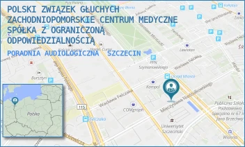 PORADNIA AUDIOLOGICZNA - POLSKI ZWIĄZEK GŁUCHYCH ZACHODNIOPOMORSKIE CENTRUM MEDYCZNE SPÓŁKA Z OGRANICZONĄ ODPOWIEDZIALNOŚCIĄ - MIECZYSŁAWA NIEDZIAŁKOWSKIEGO 19/1,  SZCZECIN